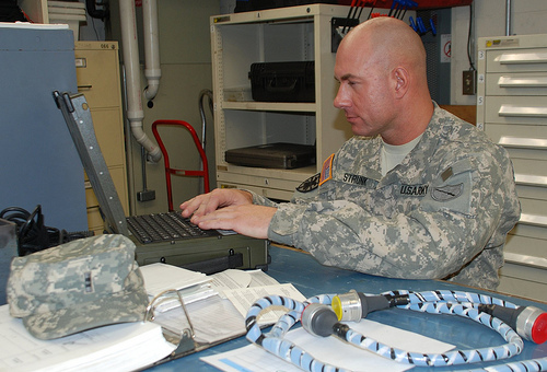 CW2 Strunk at work