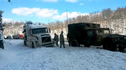 Kentucky National Guard troops help stranded trucker